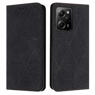 For Redmi Note 12 Pro 5G Global Ethnic Embossed Adsorption Leather Phone Case(Black)