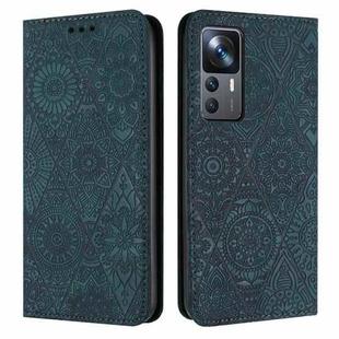For Xiaomi 12T / 12T Pro Ethnic Embossed Adsorption Leather Phone Case(Blue)