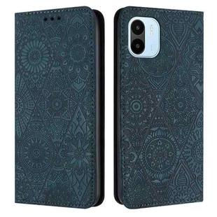 For Xiaomi Redmi A1 Ethnic Embossed Adsorption Leather Phone Case(Blue)