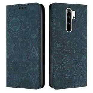 For Xiaomi Redmi 9 Ethnic Embossed Adsorption Leather Phone Case(Blue)