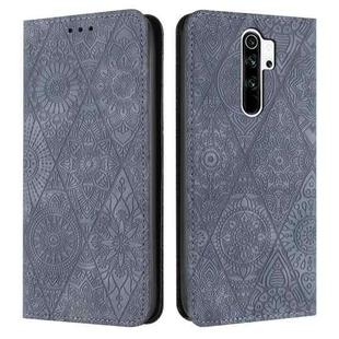 For Xiaomi Redmi 9 Ethnic Embossed Adsorption Leather Phone Case(Grey)