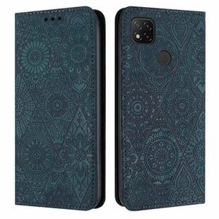 For Xiaomi Redmi 9C / 10A Ethnic Embossed Adsorption Leather Phone Case(Blue)