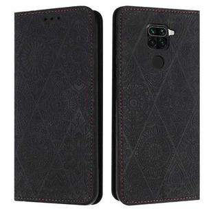 For Redmi Note 9 Ethnic Embossed Adsorption Leather Phone Case(Black)