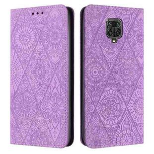 For Redmi Note 9 Pro Ethnic Embossed Adsorption Leather Phone Case(Purple)