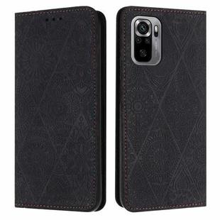 For Redmi Note 10 4G Ethnic Embossed Adsorption Leather Phone Case(Black)