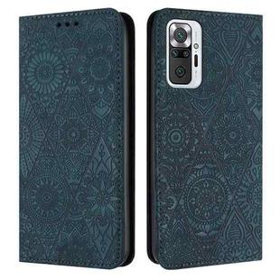 For Redmi Note 10 Pro Ethnic Embossed Adsorption Leather Phone Case(Blue)