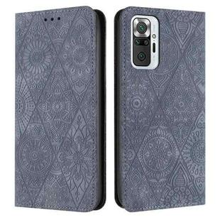 For Redmi Note 10 Pro Ethnic Embossed Adsorption Leather Phone Case(Grey)