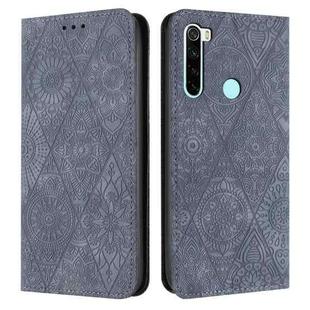 For Redmi Note 8 Ethnic Embossed Adsorption Leather Phone Case(Grey)