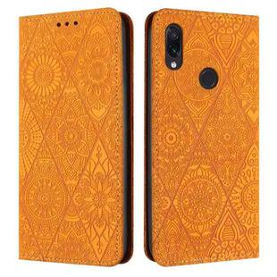 For Redmi Note 7 / 7 Pro Ethnic Embossed Adsorption Leather Phone Case(Yellow)