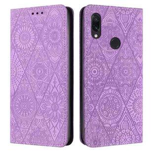 For Redmi Note 7 / 7 Pro Ethnic Embossed Adsorption Leather Phone Case(Purple)