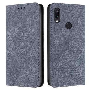 For Redmi Note 7 / 7 Pro Ethnic Embossed Adsorption Leather Phone Case(Grey)