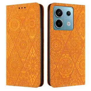 For Xiaomi Redmi Note 13 Pro 5G Ethnic Embossed Adsorption Leather Phone Case(Yellow)