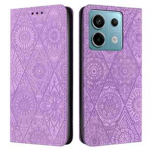 For Xiaomi Redmi Note 13 Pro 5G Ethnic Embossed Adsorption Leather Phone Case(Purple)