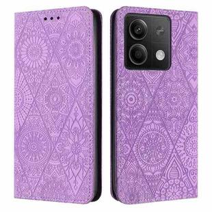 For Xiaomi Redmi Note 13 Ethnic Embossed Adsorption Leather Phone Case(Purple)