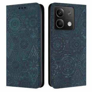 For Xiaomi Redmi Note 13 Ethnic Embossed Adsorption Leather Phone Case(Blue)