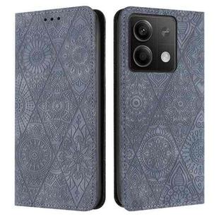 For Xiaomi Redmi Note 13 Ethnic Embossed Adsorption Leather Phone Case(Grey)