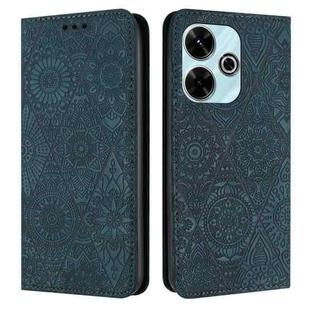 For Xiaomi Redmi 13 4G Ethnic Embossed Adsorption Leather Phone Case(Blue)