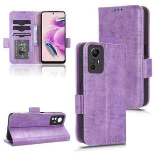 For Xiaomi Redmi Note 12S 4G Symmetrical Triangle Pattern Leather Phone Case(Purple)