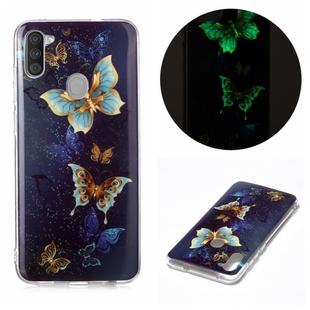 For Samsung Galaxy A11 Luminous TPU Soft Protective Case(Double Butterflies)