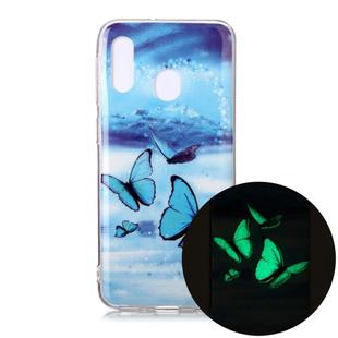 For Samsung Galaxy A20e Luminous TPU Soft Protective Case(Butterflies)