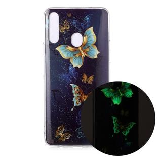 For Samsung Galaxy A20s Luminous TPU Soft Protective Case(Double Butterflies)