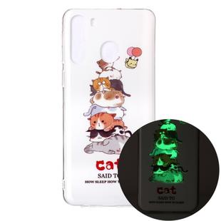 For Samsung Galaxy A21 Luminous TPU Soft Protective Case(Cats)
