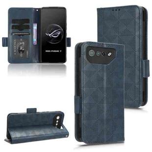 For Asus ROG Phone 7 Symmetrical Triangle Pattern Leather Phone Case(Blue)