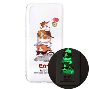 For Samsung Galaxy A50 Luminous TPU Soft Protective Case(Cats)