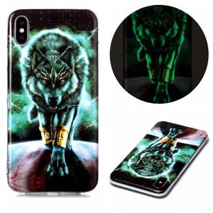 For iPhone XS Max Luminous TPU Soft Protective Case(Ferocious Wolf)