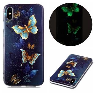 For iPhone XS Max Luminous TPU Soft Protective Case(Double Butterflies)