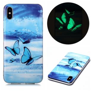 For iPhone XS Max Luminous TPU Soft Protective Case(Butterflies)