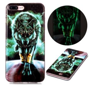 For iPhone 7 Plus / 8 Plus Luminous TPU Soft Protective Case(Ferocious Wolf)