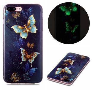 For iPhone 7 Plus / 8 Plus Luminous TPU Soft Protective Case(Double Butterflies)