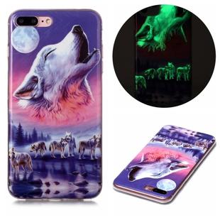 For iPhone 7 Plus / 8 Plus Luminous TPU Soft Protective Case(Seven Wolves)