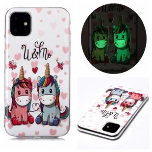 For iPhone 11 Luminous TPU Soft Protective Case(Couple Unicorn)