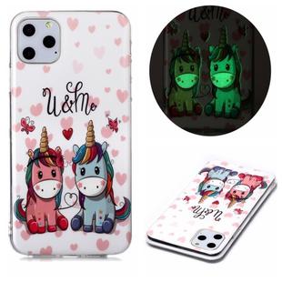 For iPhone 11 Pro Max Luminous TPU Soft Protective Case(Couple Unicorn)