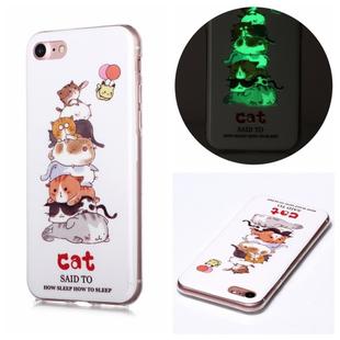 For iPhone SE 2022 / SE 2020 / 8 / 7 Luminous TPU Soft Protective Case(Cats)