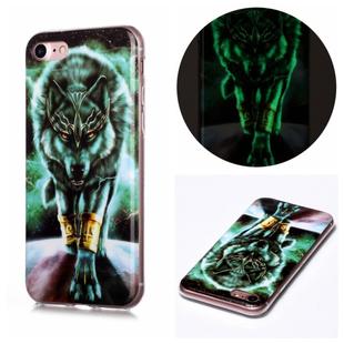 For iPhone SE 2022 / SE 2020 / 8 / 7 Luminous TPU Soft Protective Case(Ferocious Wolf)