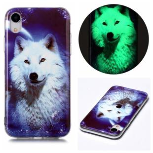 For iPhone XR Luminous TPU Soft Protective Case(Starry Sky Wolf)
