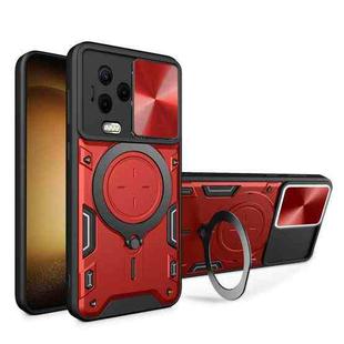 For Infinix Note 12 4G CD Texture Sliding Camshield Magnetic Holder Phone Case(Red)