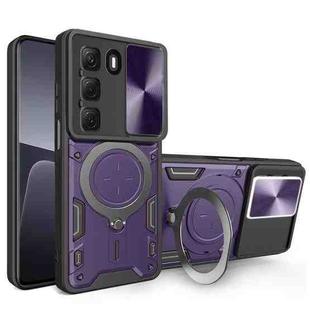 For Infinix Hot 50 4G CD Texture Sliding Camshield Magnetic Holder Phone Case(Purple)