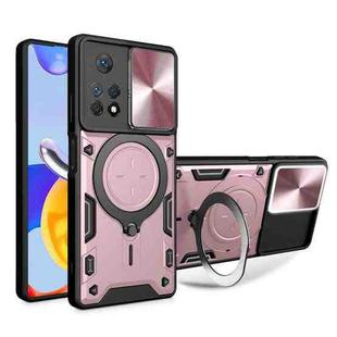 For Xiaomi Redmi Note 11 Pro CD Texture Sliding Camshield Magnetic Holder Phone Case(Pink)