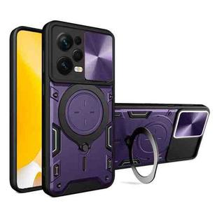 For Xiaomi Redmi Note 12 Pro 5G CD Texture Sliding Camshield Magnetic Holder Phone Case(Purple)