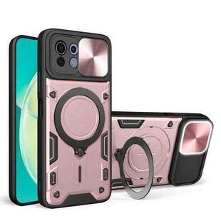 For Xiaomi Mi 11 Lite 4G / 5G CD Texture Sliding Camshield Magnetic Holder Phone Case(Pink)