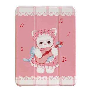 For iPad mini 6 3-Fold 360 Rotation Painted Leather Smart Tablet Case(Guitar Cat)