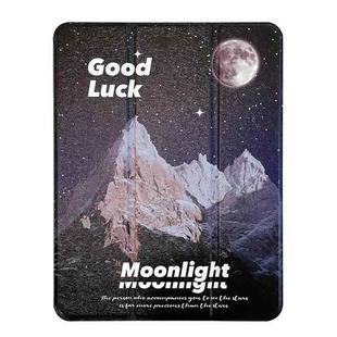 For iPad mini 6 3-Fold 360 Rotation Painted Leather Smart Tablet Case(Moonlit Snow Mountain)