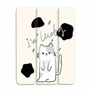 For iPad Air / Air 2 / 9.7 2017 / 2018 3-Fold 360 Rotation Painted Leather Smart Tablet Case(Lucky Cat)
