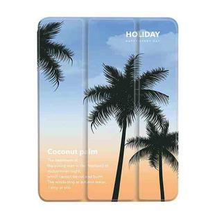 For iPad Air / Air 2 / 9.7 2017 / 2018 3-Fold 360 Rotation Painted Leather Smart Tablet Case(Coconut Tree)