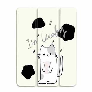 For iPad 10.2 2021 / 2020 / 10.5 3-Fold 360 Rotation Painted Leather Smart Tablet Case(Lucky Cat)