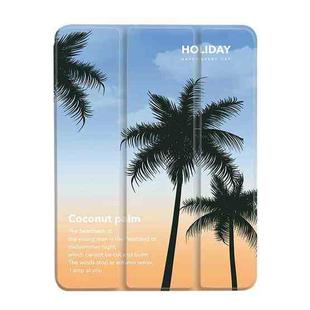 For iPad 10.2 2021 / 2020 / 10.5 3-Fold 360 Rotation Painted Leather Smart Tablet Case(Coconut Tree)